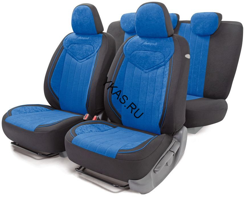Набор чехлов Аutoprofi "SIGNATURE" полный к-т  "черный/синий" 3D, 15предм.