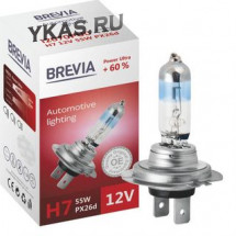 Автолампа BREVIA  12V  H7  55W PX26d Power Ultra+60% CP (карт.1шт)
