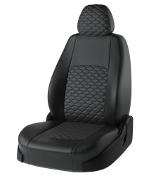 Авточехлы Экокожа тип T Renault Sandero II с 2013г- черный (раздельная) РОМБ