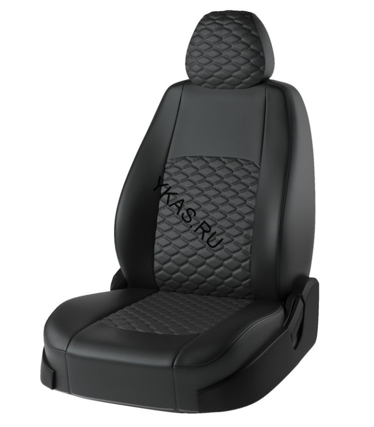 Авточехлы  Экокожа тип T  Renault Sandero II  с 2013г- черный  (раздельная)  РОМБ