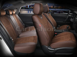 Чехлы  «5D» PREMIUM каркасные «SHELL PLUS» Кофе/Кофе/Кофе  (экокожа/нубук)