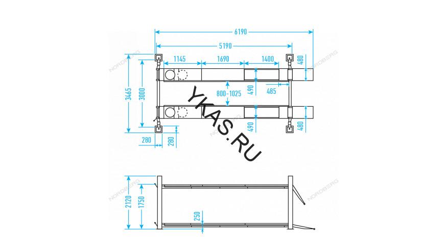 Четырехстоечный подъемник Nordberg 4450_M для сход-развала (механические стопора)