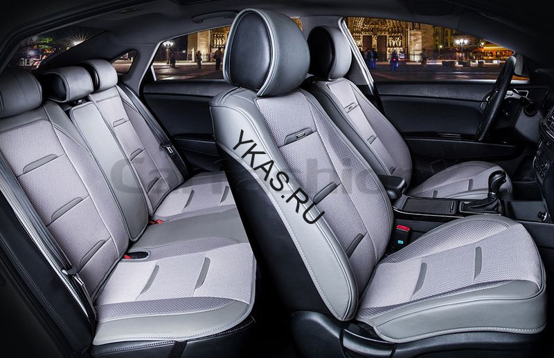 Комплект Накидок  «BUSINESS PLUS»  Серый/Серый/Серый  (ультрадышащая ткань/экокожа)