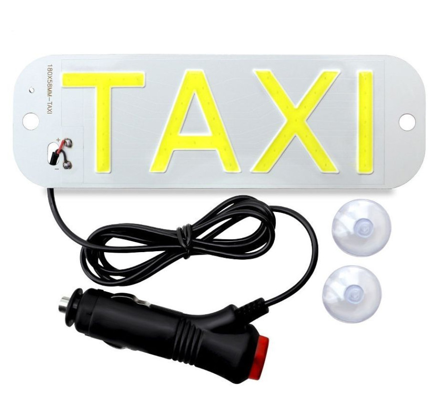 Такси под стекло  "ТAXI" c COB   на присосках  (прикуриватель)