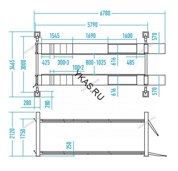 Четырехстоечный подъемник Nordberg 4450J_E для сход-развала (электростопора)