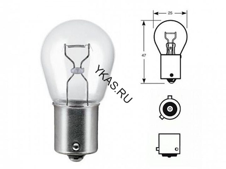 Лампа МАЯК 12V     А 12-21  P21W  BAU15s смещ. цок.(10)