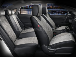 Чехлы  «5D» PREMIUM каркасные «SHELL PLUS» Черный/Серый/Черный  (экокожа/нубук)