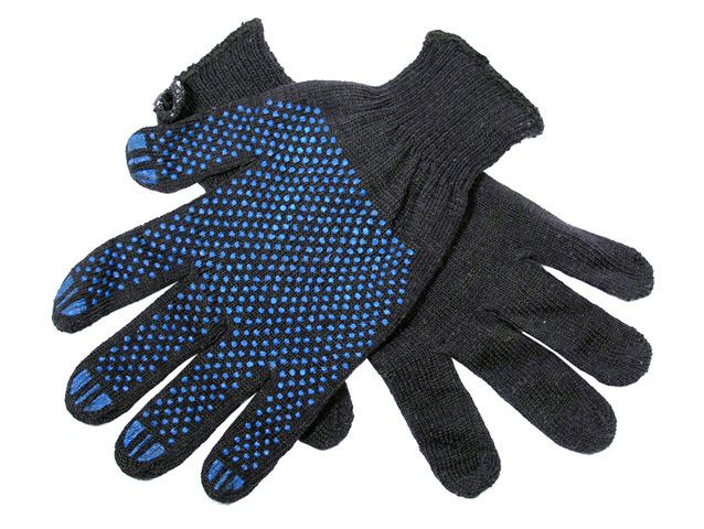 Перчатки х/б  с ПВХ 10 класс (черные) 2шт.