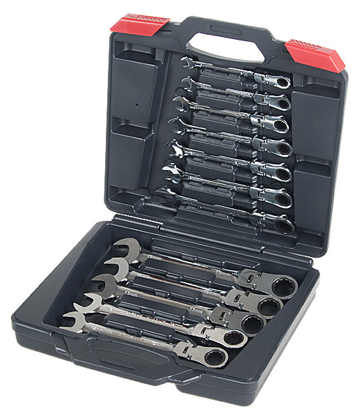 TJG.Набор трещоточных ключей с шарниром 8-19мм