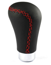 Ручка к/п декор. Carlife кож.зам черная с красной строчкой