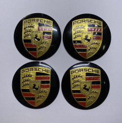 Этикетки на диски (метал)  диам. 56,5мм.  "PORSCHE"  (4 шт.)