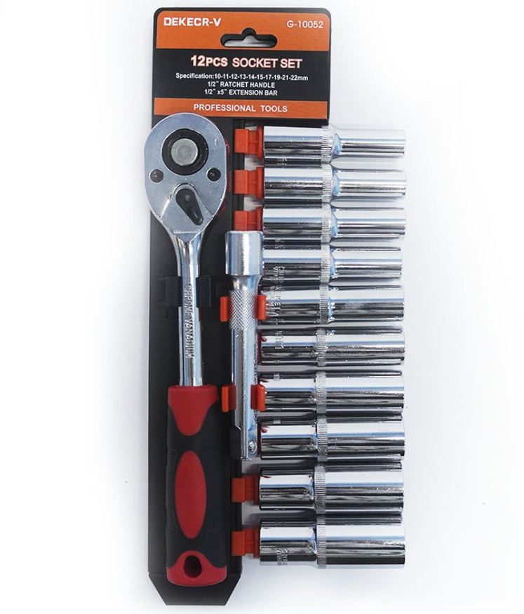 DC Набор торцевых головок с трещеткой 1/2" 12 предметов (длинные)