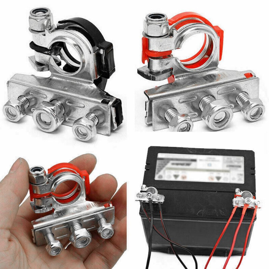 Клеммы аккумулятора Carlife  алюминевый сплав под 3 отверстия 2шт.