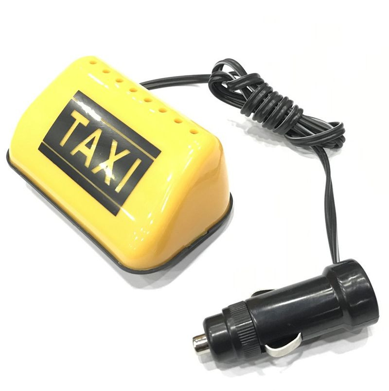 Такси шашечки магн.  "TAXI"  Оранжевый ,  мал. с подсветкой в прикур. 10x6x5см  (двухстор. скотч)