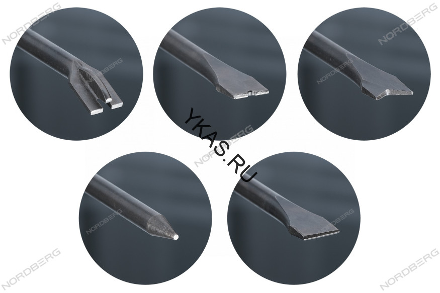 Набор насадок для пневмозубила с шестигранным хвостовиком NORDBERG NP5905 (5 шт)