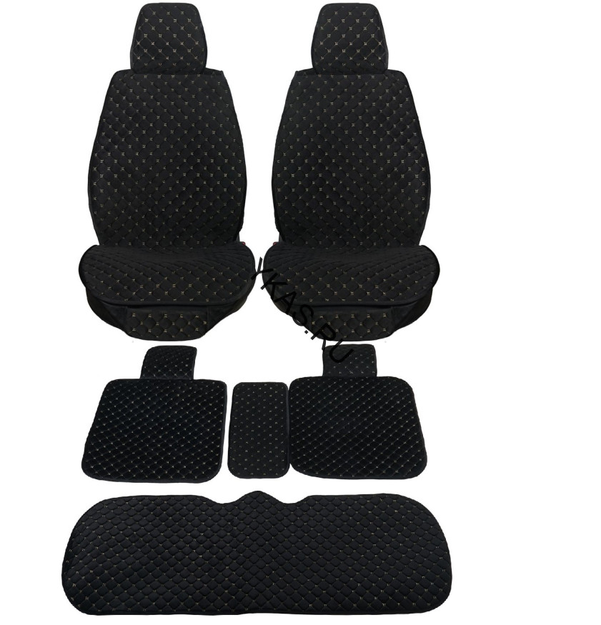 Комплект Накидок  Seintex  «Classic Romb» Чёрный/Бежевая строчка (велюр)