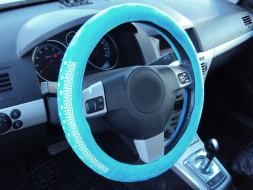 Оплетка на руль Gabarit A13 М кож.зам (синий-белый)