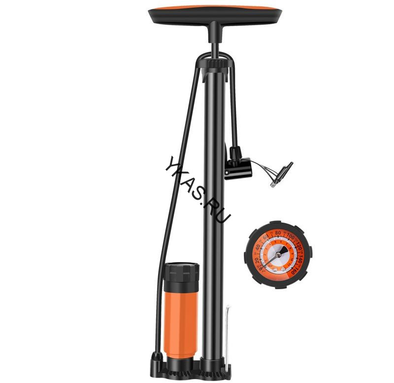 Насос ручной "Carlife"  металл.цилиндр, с манометром 580mm