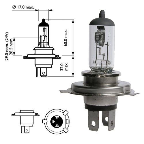 Автолампа Narva 12V   H4    60/55W   P43t  (STANDARD HALOGEN LAMPS)