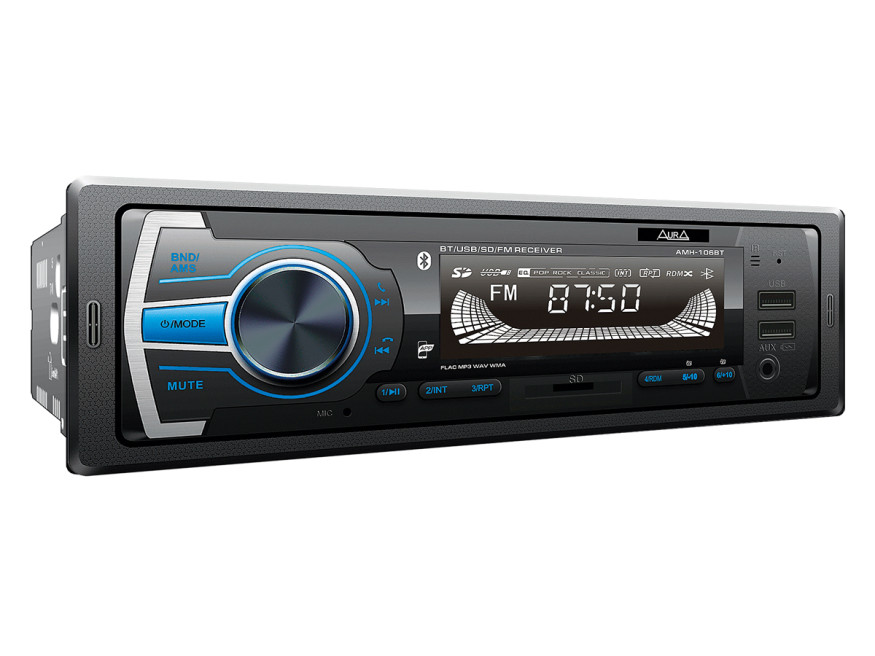 Автомагн.  AURA AMH-106BT Black/Blue USB/SD ресивер , 4х36 Вт