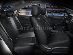 Чехлы  «5D» PREMIUM каркасные «SHELL PLUS» Черный/Черный/Синий  (экокожа/нубук)