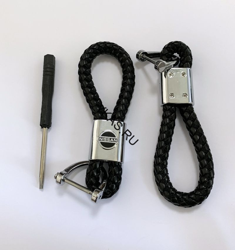 Брелок кожа плетенная  NISSAN  Черный