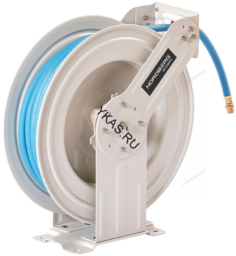 Гибридный воздушный шланг NORDBERG HR1220HPVC c двойным армированием на стальной катушке (12,5х19 мм, 20 м)