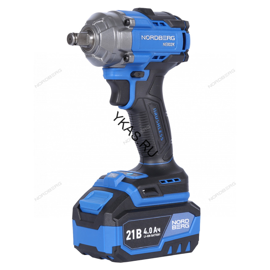 Аккумуляторный гайковерт NORDBERG NE802K (1/2", 21В, 500Нм)