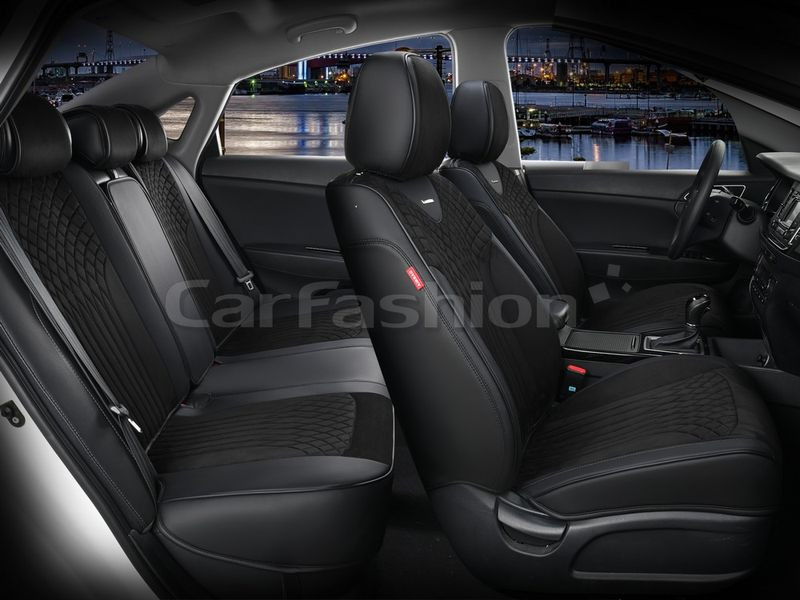 Чехлы  «5D» PREMIUM каркасные «SHELL PLUS» Черный/Черный/Черный  (экокожа/нубук)