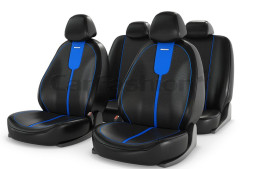 Чехлы  «GALS»  Синий/Чёрный/Синий  (Экокожа/перфорация)