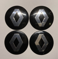 Этикетки на диски (метал)  диам. 56,5мм.  "RENAULT" черный  (4 шт.)