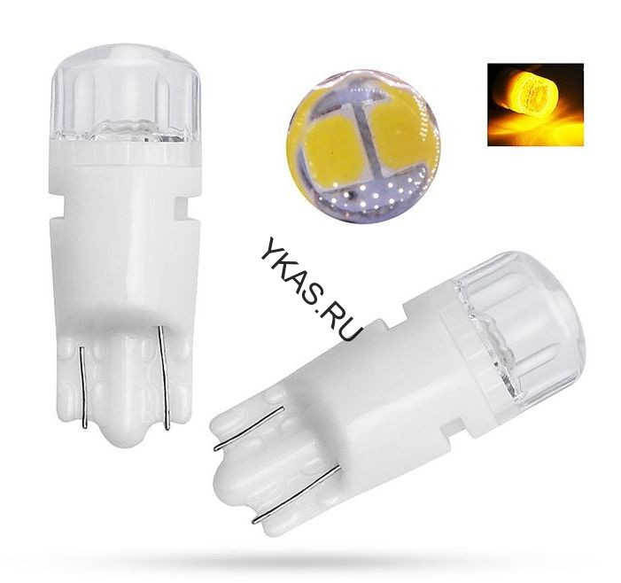 SOLAR  Свет-од  12V  T10 2 SMD 5730 W5W  W2.1x9.5d Желтый