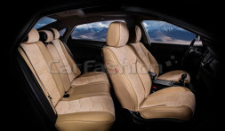 Чехлы «5D» PREMIUM каркасные «SMART PLUS» Бежевый/Бежевый/Бежевый (экокожа/велюр премиум класса)