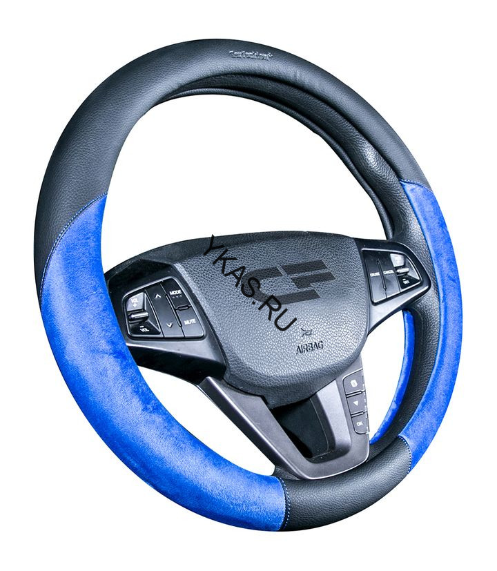 Оплетка на руль   CF  BARCELONA - М, Черный/Синий (экокожа/велюр)