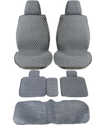 Комплект Накидок Seintex «Classic Ultra» Серый/Белая строчка (велюр)