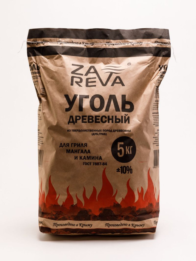 Уголь древесный  "ZaReva" 5 кг  твердых пород (25литров)