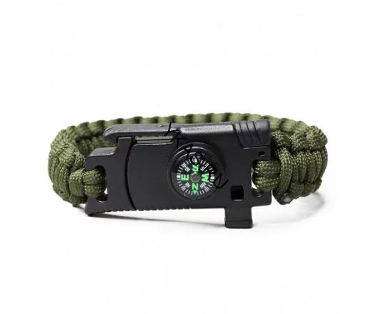 Браслет "СЛЕДОПЫТ" из паракорда со свистком, компасом и огнивом, 24,5х2 см/