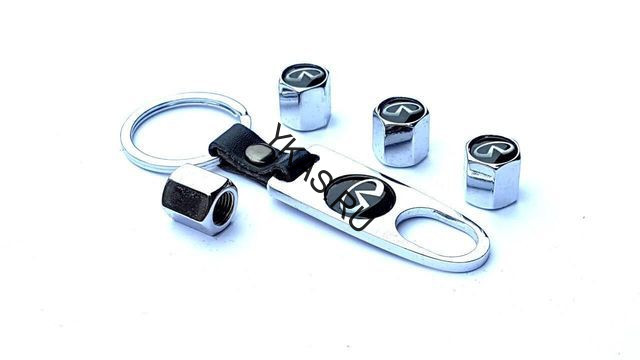 Брелок-ключ + колпачок на ниппель 4 шт INFINITI (черный)