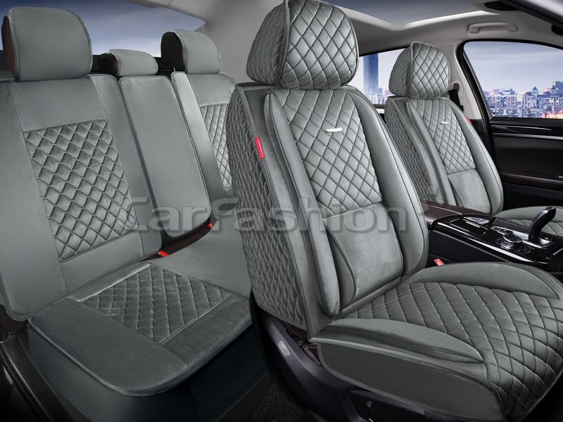 Комплект Накидок   «ARMADA PLUS»  Серый/Серый (велюр/подушка под поясницу/боковая поддержка )