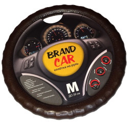 Оплетка на руль   BRENDCAR  "ATLANTA" - М,  Коричневый (экокожа/ребристая)