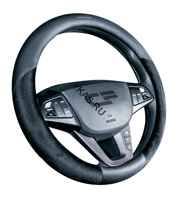 Оплетка на руль   CF  BARCELONA - М, Черный/Черный (экокожа/велюр)