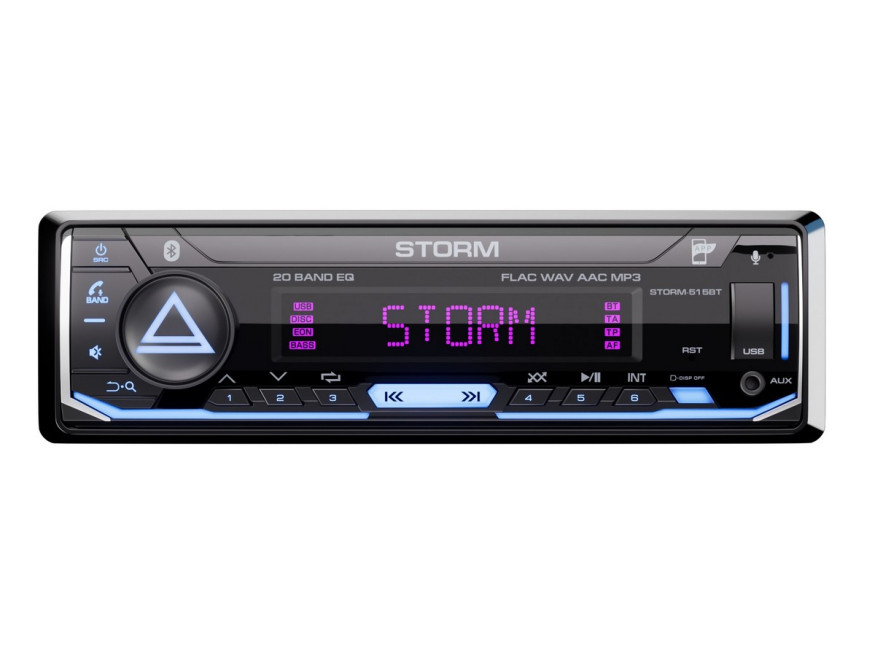 Автомагн.  AURA STORM-515BT Black/Blue USB/SD ресивер , 4х51 Вт