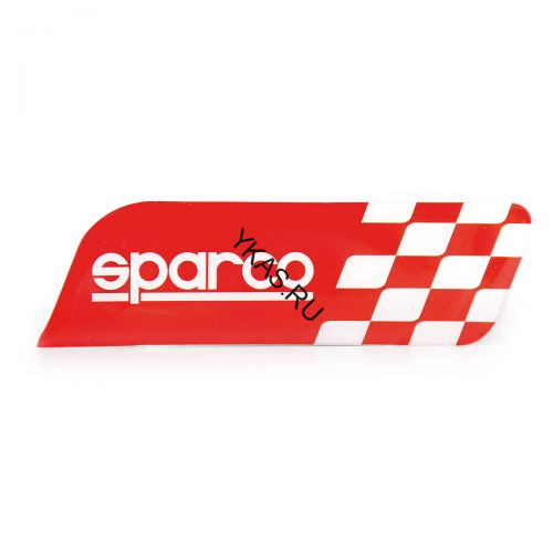 Накладки на кузов  Эмблема  "SPARCO"  на кузов  Флаг , красный  (120x35мм)