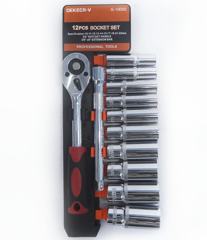 DC Набор торцевых головок с трещеткой 3/8" 12 предметов (длинные)