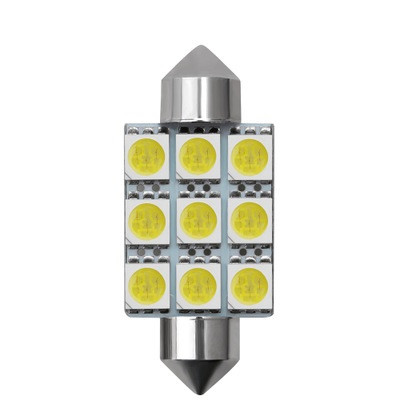 SOLAR  Свет-од  12V  T11x41  9 SMD 5050 C5W  SV8.5 белый