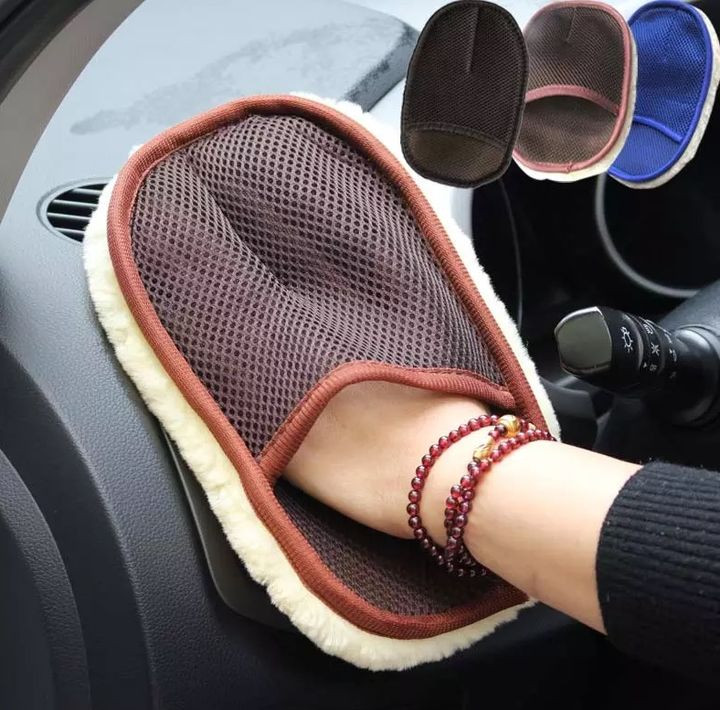 Варежка - микрофибра "Carlife" Экстра плотная (одностороняя) Коричневый/Бежевая