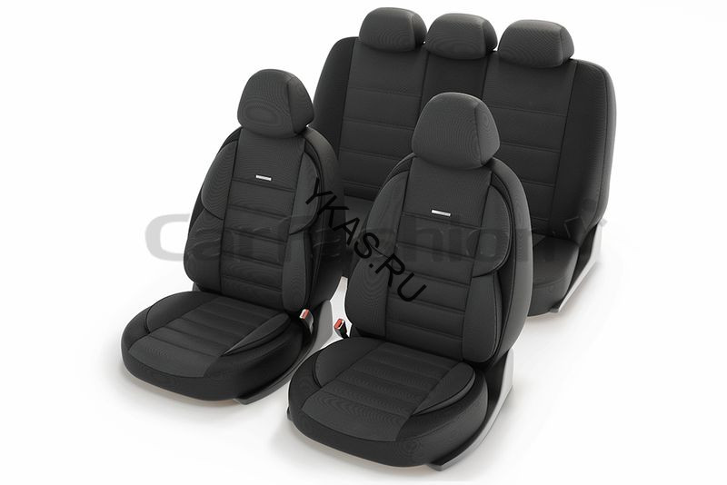 Чехлы  «GROSS»  Темн.Серый/Черный/Черный (твид  дублированный поролоном на сетке)