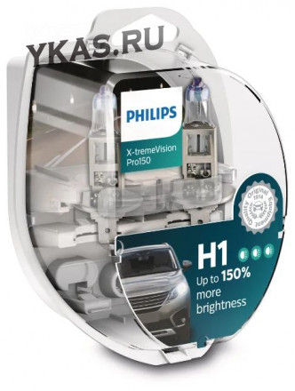 Автолампа Philips 12V   H1  55W  P14,5s  X-treme Vision (+150% света) Set 2 pcs.