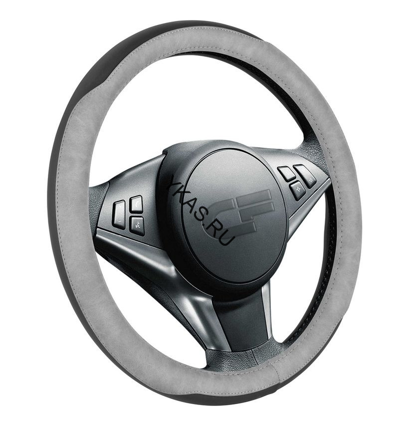 Оплетка на руль   CF  BISON - М, Черный/Серый (экокожа)