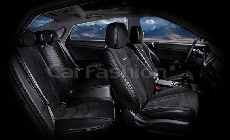 Чехлы  «5D» PREMIUM каркасные «SMART PLUS» Чёрный/Чёрный/Чёрный  (экокожа/велюр премиум класса)